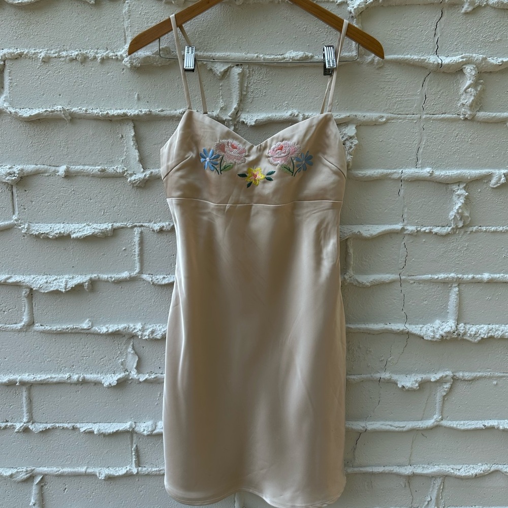 Carmina Embroidered Mini Dress Cream